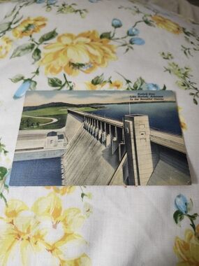 Vintage Linen Postcard of the Norfork Dam and Lake Norfork in Arkansas